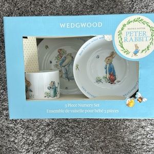 NWT Wedgwood Beatrix Potter Peter Rabbit 3-piece nursery set